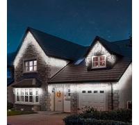 Festive Lights - ConnectGO Connectable Outdoor Icicle Lights - Mains Powered 200 LED String Lighting - Christmas, Garden, Home & Party (White, 5m)