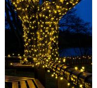 Festive Lights - ConnectPro® 50m / 164ft Outdoor Warm White 40 LED String Fairy Lights - Connectable, IP65 Waterproof, Heavy Duty Black Rubber Cable | Christmas, Garden, Commercial (with Plug)
