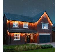 Festive Lights - ConnectPro® 50m Connectable Christmas Icicle Lights - 1,200 Vintage Warm White Static LEDs - Mains Operated IP65 Outdoor Waterproof Hanging Decoration - Heavy Duty Black Rubber Cable