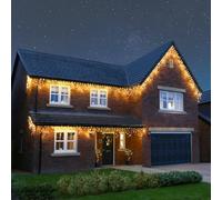 Festive Lights - ConnectPro® 50m Connectable Christmas Icicle Lights - 1,200 Warm White Static LEDs - Mains Operated IP65 Outdoor Waterproof Seasonal Hanging Decoration - Heavy Duty Black Rubber Cable