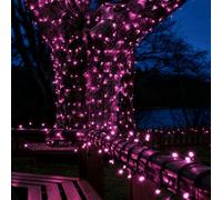 Festive Lights - ConnectPro Outdoor LED String Fairy Lights - Connectable - IP65 Rubber Black Cable | Wedding, Christmas, Garden, Commercial, Party (Pink w/Plug, 5m)