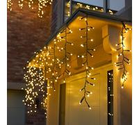 Festive Lights - ConnectPro® 5m Connectable Christmas Cluster Icicle Lights - 375 Warm White LEDs - Mains Operated IP65 Outdoor/Indoor Decoration - Heavy Duty Black Rubber Cable (Without Plug)