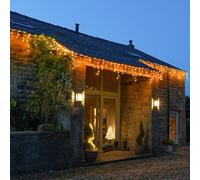 Festive Lights - ConnectPro® 5m Connectable Christmas Icicle Lights - 120 Vintage Warm White Static LEDs - Mains Operated IP65 Outdoor Waterproof Hanging Decoration - Heavy Duty White Rubber Cable