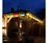 Festive Lights ConnectPro® Mains Powered Connectable G50 Festoon Lights IP65 Black Rubber Cable, Warm White Bulbs with Clear & Multicolour LED Outdoor Party Decorative Lighting (with Plug, 15m)