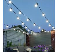 Festive Lights ConnectPro Outdoor Festoons - Black Rubber Cable - Connectable - SMD LEDs - Frosted Bulbs - With Plug (35m, White)