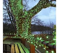 Festive Lights - ConnectPro Outdoor LED Fairy Lights - Connectable IP65 Rubber Black Cable | Wedding, Christmas, Garden, Commercial - No Plug (10m, Green)