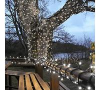 Festive Lights - ConnectPro Outdoor LED Fairy Lights - Connectable IP65 Rubber Black Cable | Wedding, Christmas, Garden, Commercial - No Plug (50m, White)