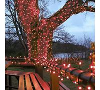 Festive Lights - ConnectPro Outdoor LED Fairy Lights - Connectable IP65 Rubber Black Cable | Wedding, Christmas, Garden, Commercial - No Plug (5m, Red)