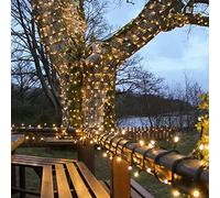 Festive Lights - ConnectPro Outdoor LED String Fairy Lights - Connectable - IP65 Rubber Black Cable | Wedding, Christmas, Garden, Commercial, Party (Warm White w/Plug, 50m)