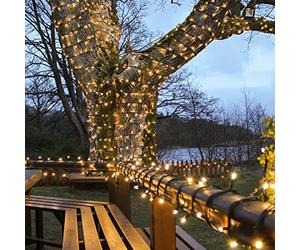 Festive Lights - ConnectPro Outdoor LED String Fairy Lights - Connectable - IP65 Rubber Black Cable | Wedding, Christmas, Garden, Commercial, Party (Warm White w/Plug, 20m)