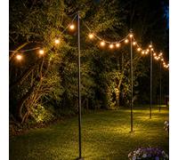 Festive Lights - Festoon Light Poles Outdoor Garden, Adjustable 1.5m / 2.4m Steel Pole for Hanging String Lights, Lanterns, Bunting, Heavy Duty Ground Spike for Weddings, Patios & Parties