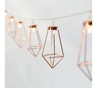 Festive Lights Metal String Lights - Rose Gold - Warm White LEDs - Battery Operated - Timer by