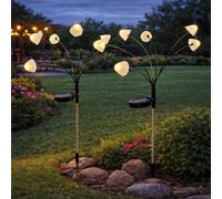 Festive Lights - Pack of 2 Solar Mushroom Garden Stake Lights - 71cm Large Solar Path Lights Outdoor, Warm White LED Mushroom Lights, IP44 Waterproof Pathway Border & Lawn Decoration