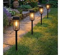 Festive Lights - Pack of 4 Solar Lantern Garden Stake Lights - 46cm Black Filament Effect Path Lights, Warm White LED, Outdoor Walkway & Border Lighting, IP44 Waterproof Landscape Lights