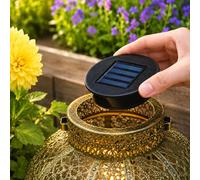 Festive Lights Replacement Solar Panel for Garden Lanterns - 8cm Round Solar Light Top for Outside Lanterns - Warm White, White & Colour Changing LED, IP44 Solar Powered Replacement Unit Insert