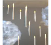 Festive Lights - Set of 10 Floating Battery Powered Christmas Candles with Remote Control - Warm White Flickering LED Flame, 6 Hour Timer, Safe Indoor Decor, Magical Hanging Effect, Home Event Display