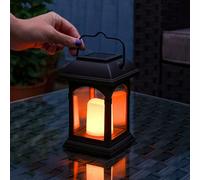 Traditional Flickering Flameless LED Candle Lantern 15cm Solar Power | Hanging Outdoor Garden Patio Table