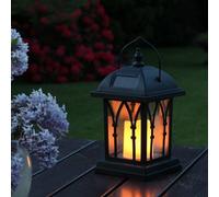 Festive Lights Solar Powered Flickering Amber Led Candle Lantern, 17.5Cm