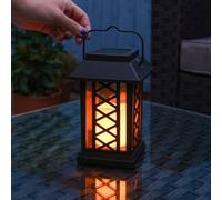Festive Lights Solar Powered Flickering Amber Led Candle Lantern, 17.5Cm