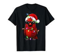 Festive Lights Xmas Santa Hat Cardinal Bird Christmas Value Graphic T-Shirt, Men, Black, S