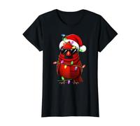 Festive Lights Xmas Santa Hat Cardinal Bird Christmas Value Graphic T-Shirt, Women, Black, S