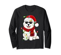 Festive Lights Xmas Santa Hat Great Pyrenees Dog Christmas Long Sleeve T-Shirt
