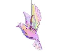 Festive Lilac Iridescent Acrylic Dove 10 Centimeter Hanging Decoration