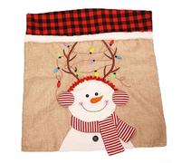 Festive Linen Chair Back Covers For Dining Chairs With Santa Claus, Snowman, And Reindeer Designs, Xmas Chair Slipcovers For Seasonal Decoration(Snowman)