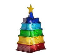 Festive Literary Tree Decoration for Book Lovers Teacher Librarian Office Holiday Ornament Resin Book Shaped Tree Light