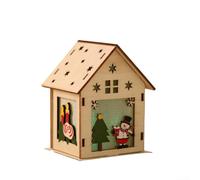 Festive Luminous Wooden House LED Hanging Ornament with Santa Claus and Snowman for Christmas Decor Indoor and Outdoor Use