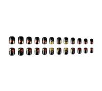 Festive Maple Leaves Pumpkin Nails Set Press On Nails Short Square Stick On False For Thanksgiving Parties Autumn Pumpkin