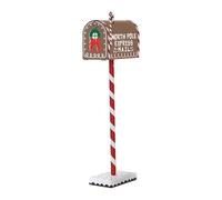 Festive Metal Floor Standing Post Box, Christmas Mailbox Decoration for Letters to Santa with Functional Door, Indoor Outdoor Holiday Ornament