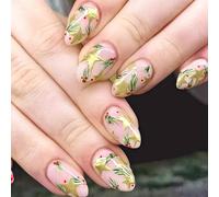 Festive Metallic Gold featuring floral pattern hypoallergenic ABS elegant holiday look build Christmas gold drip nail