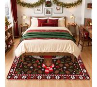 Festive Moose Winter Cabin Theme Christmas Area Rug 4' X 6'