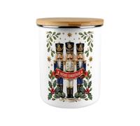 Festive Nutcracker Christmas Storage Tin - XL Enamel Merry Xmas Décor