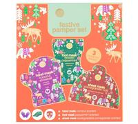 Festive Pamper Mask Set 3pcs - This Set Includes 1x Coconut Snowball Hand Mask, 1x Pomegranate Noel Face Mask, and 1x Twisted Peppermint Foot Mask