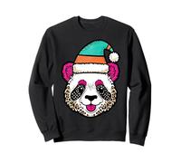 Festive Panda Santa Hat Cheerful Expression Sweatshirt