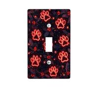 Festive Paw Print Light Switch Cover Plates/Outlet Covers, Red Holiday Paws for Winter Decor, Thermoplastic Wall Plates, Standard Size Single Toggle