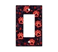 Festive Paw Print Light Switch Cover Plates/Outlet Covers, Red Holiday Paws for Winter Decor, Thermoplastic Wall Plates, Standard Size Single Rocker