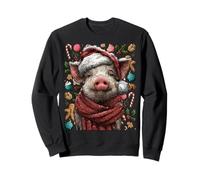 Festive Pig with Snow Santa Hat Winter Christmas Animal Sweatshirt