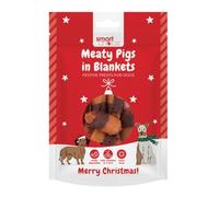 Festive Pigs in Blankets Dog Treats - Pack of 8 Meaty Chews with Vitamins A, C & E - Approximately 3cm Each - Easily Digestible, Dental Care Benefits - Christmas Pet Reward Snacks