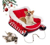 Festive Plush Cozy Dog Bed - Christmas Sleigh, 2026 New Sleigh Dog Bed, Non-slip Plush Pet Nest, Washable Soft Pet Sofa for Cat and Dog, Suitable for Pets to Sleep Peacefully in Winter (Red, S)