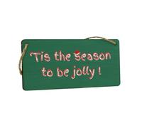 Festive Plywood Hanging Sign - Reads 'Tis the Season to be Jolly!' - Ideal Christmas Decor/Idea for Family, Kids, and Grandparents - Home Decor/Living Room Sign (smlsgn-ha23-tisjolly)