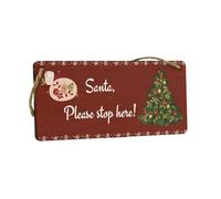 Festive Plywood Hanging Sign - Santa Please Stop Here - Christmas Decor & Idea for Family - Ideal Home Decor & Living Room Sign - Prioritise the Spirit of Christmas! (smlsgn-ds23-santaple)