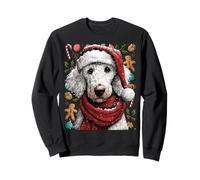 Festive Poodle with Santa Hat Snowy Winter Christmas Dog Sweatshirt