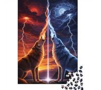 Festive Present: Adult Jigsaw 1000 Pieces, Elemental Wolves Howling at The Sky, 52x38cm/1000pcs