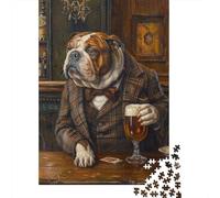 Festive Present Bulldog Irish Pub 38x26cm 1000pcs Jigsaw Puzzle, 1000 Piece