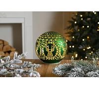 Festive Productiions 15cm Green and Gold Light Up Reindeer Ball Tabletop Decoration