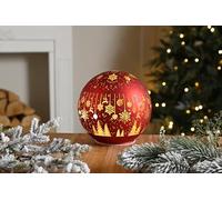 Festive Productiions 15cm Red and Gold Light Up Snowflake Ball Tabletop Decoration