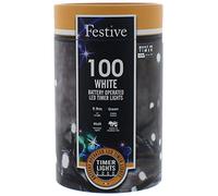 Festive Productions 100 LED Battery String Lights : Timer : Bright White
